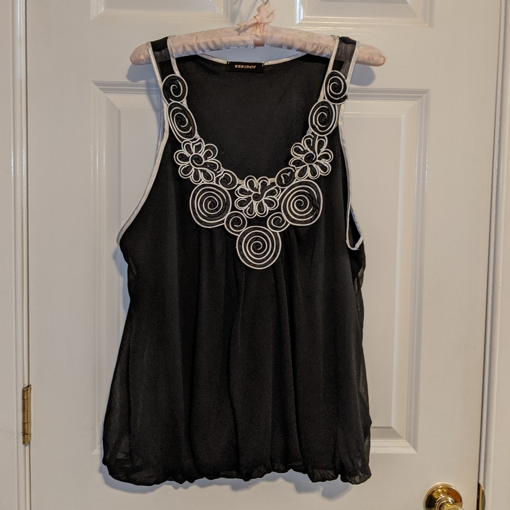 Peridot Women's Black Dressy Sheer Top Size XL